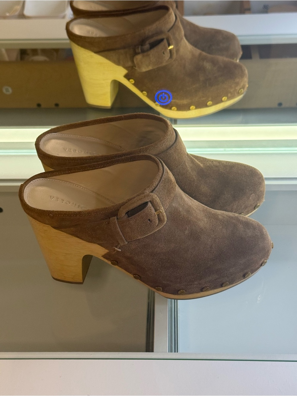 Veronica Beard Dacey Brown Suede Studded Clogs NWOB Size 8.5